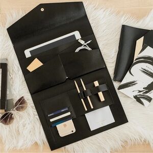 Glass Ladder & Co. Black Megan Portfolio Clutch Organizer